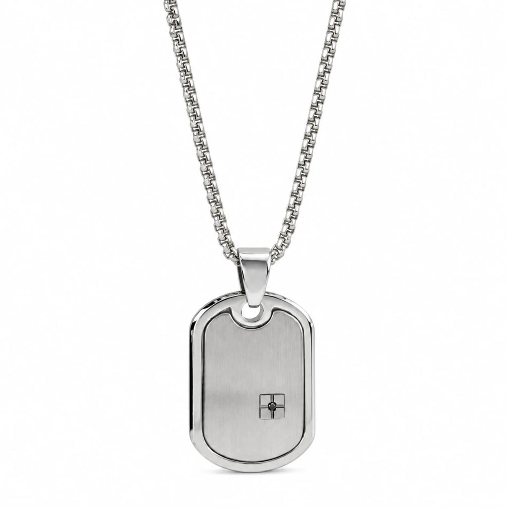 Gargantilla Unisex de Acero Inoxidable con Colgante Rectangular Elegante