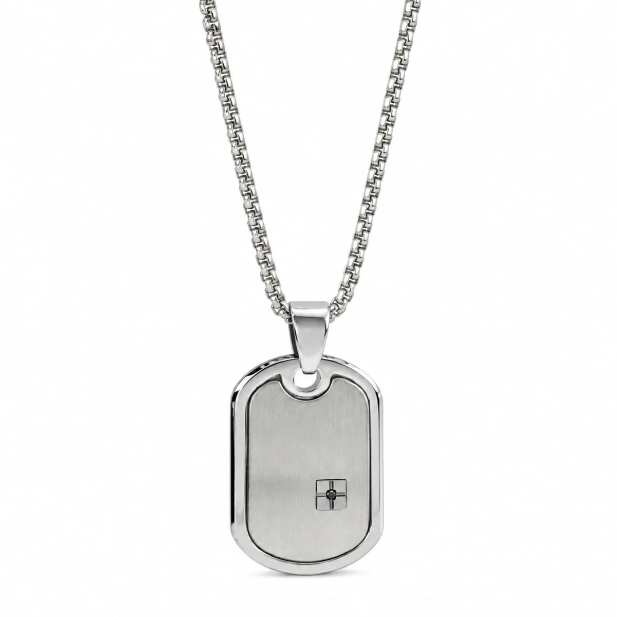 Gargantilla Unisex de Acero Inoxidable con Colgante Rectangular Elegante