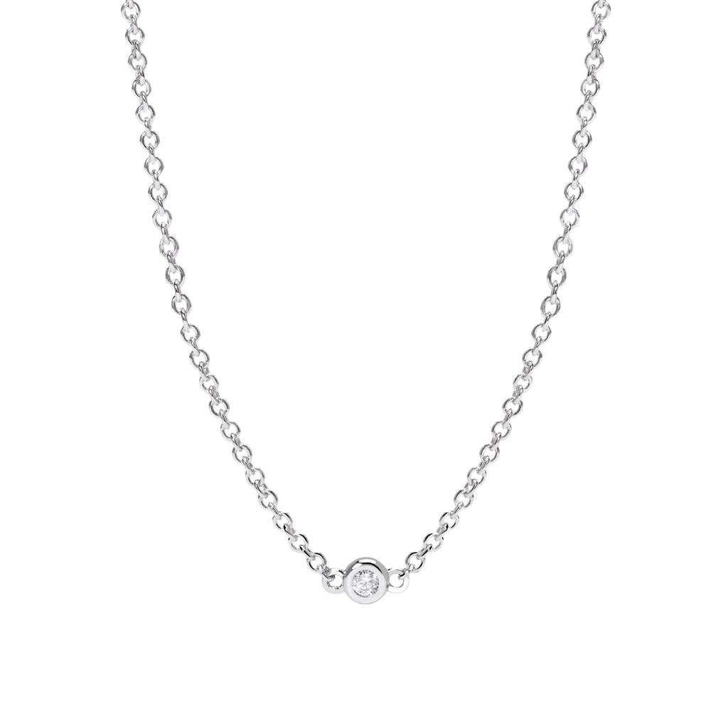 Gargantilla Solitaire en Plata Rodiada con Diamante Lab-grown de 0,027 ct de Mabina