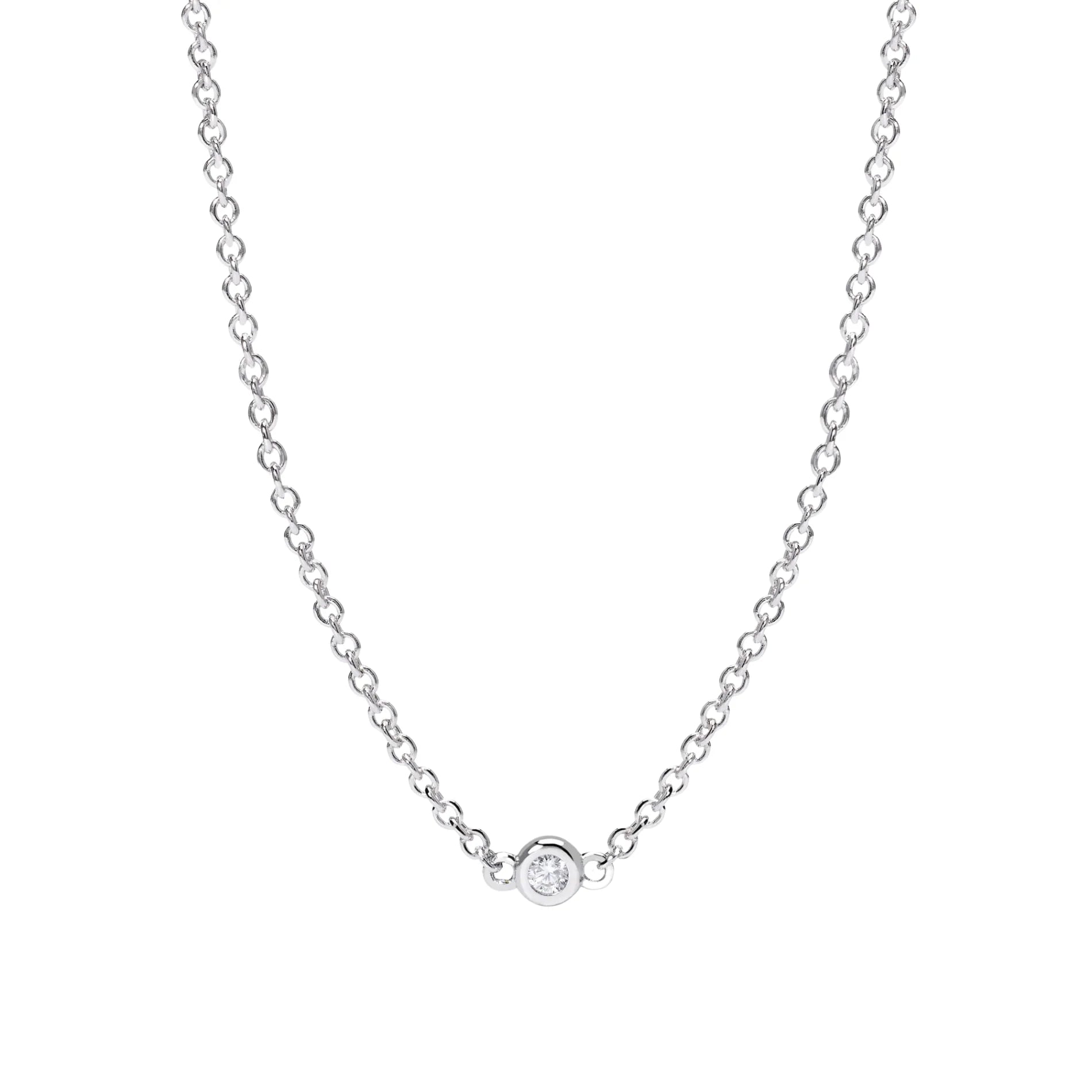 Gargantilla Solitaire en Plata Rodiada con Diamante Lab-grown de 0,027 ct de Mabina