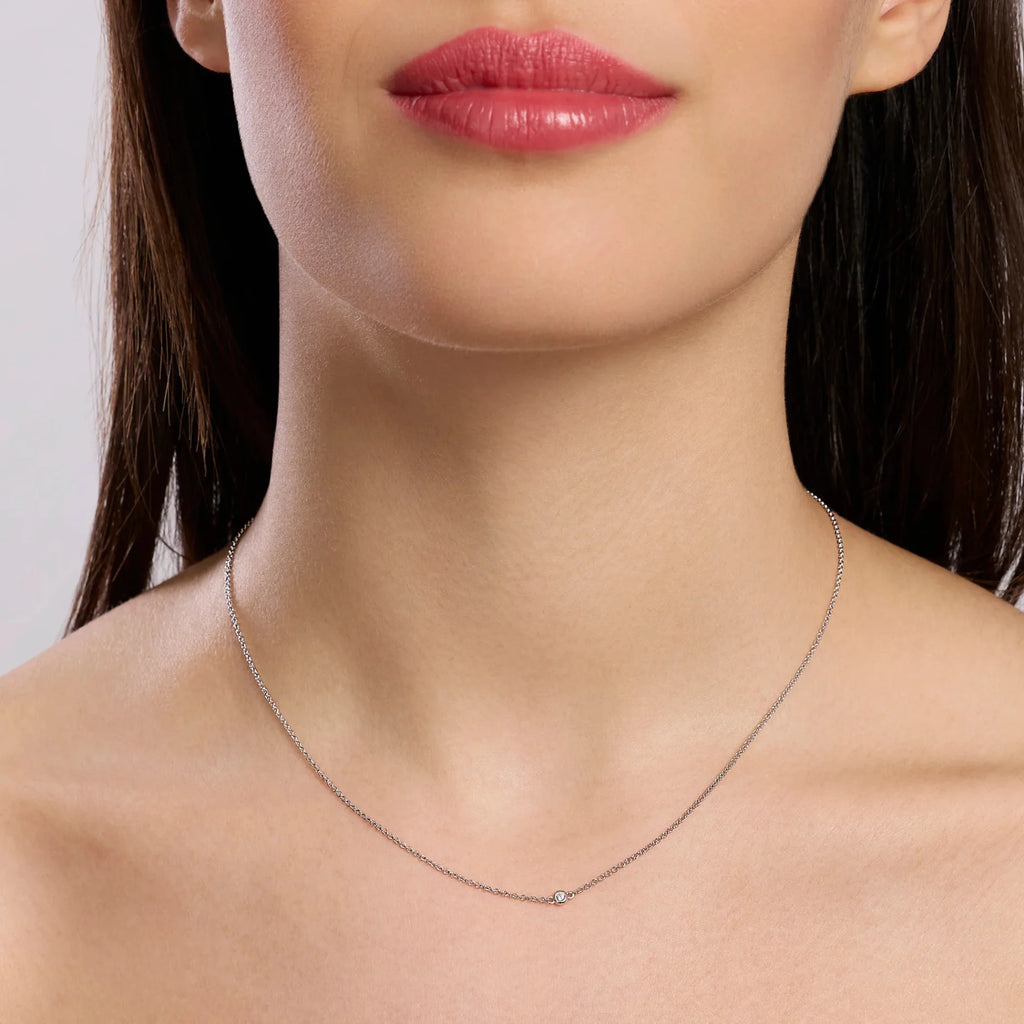Gargantilla Solitaire en Plata Rodiada con Diamante Lab-grown de 0,027 ct de Mabina