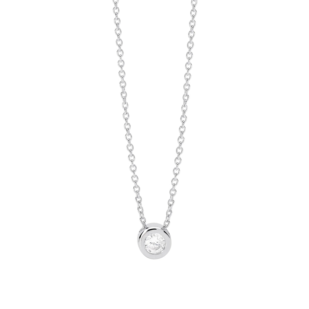 Gargantilla para Mujer Solitaire de Plata Rodiada Diamante Lab-grown de 0,18 ct de Mabina