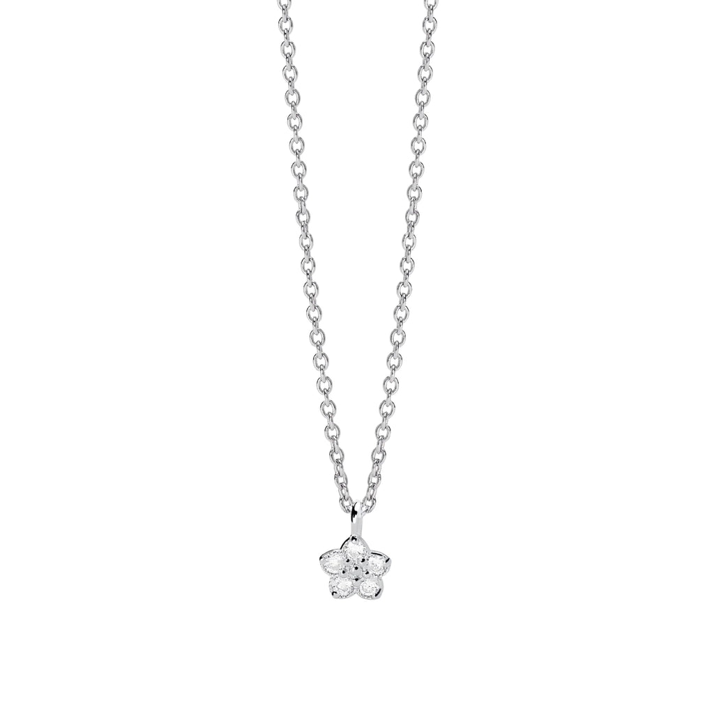Colgante para Mujer Flower Solitaire en Plata Rodiada Diamantes Lab-grown 0,080 ct Mabina