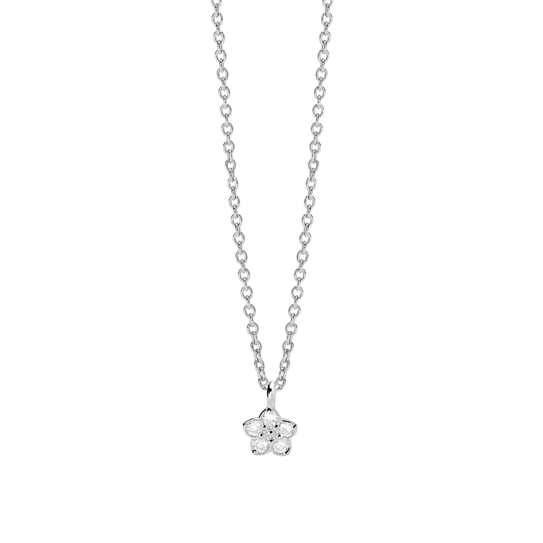 Colgante para Mujer Flower Solitaire en Plata Rodiada Diamantes Lab-grown 0,080 ct Mabina
