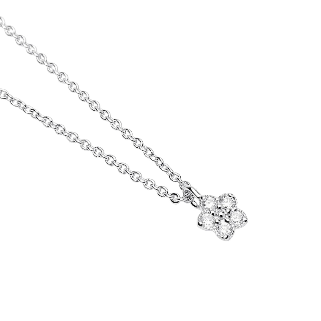 Colgante para Mujer Flower Solitaire en Plata Rodiada Diamantes Lab-grown 0,080 ct Mabina