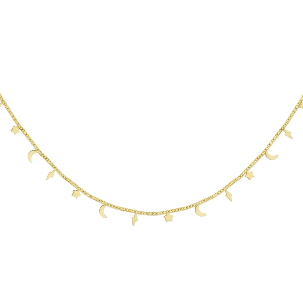 Gargantilla para Mujer de Acero 316L Dorada Celestial con Estrellas y Lunas