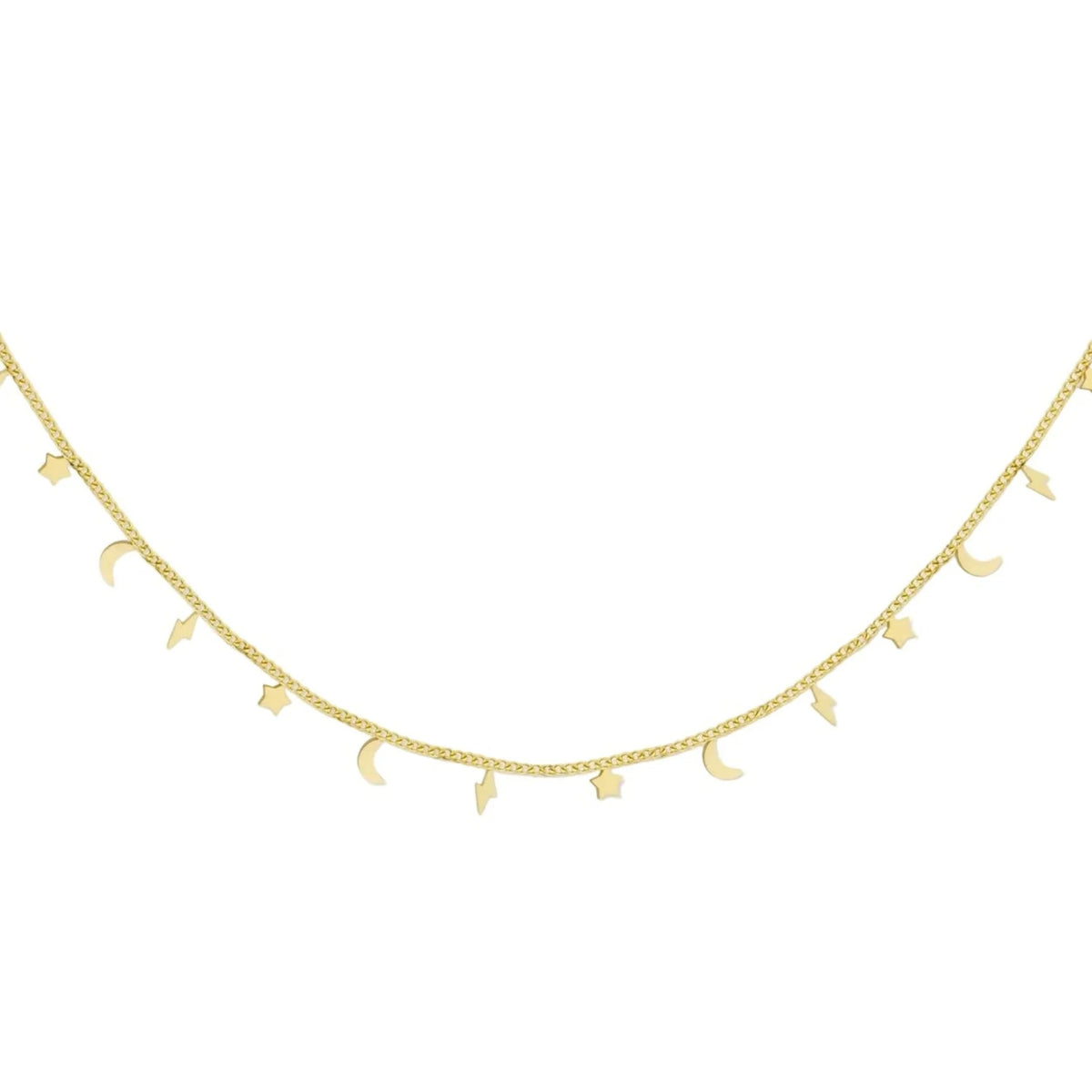 Gargantilla para Mujer de Acero 316L Dorada Celestial con Estrellas y Lunas