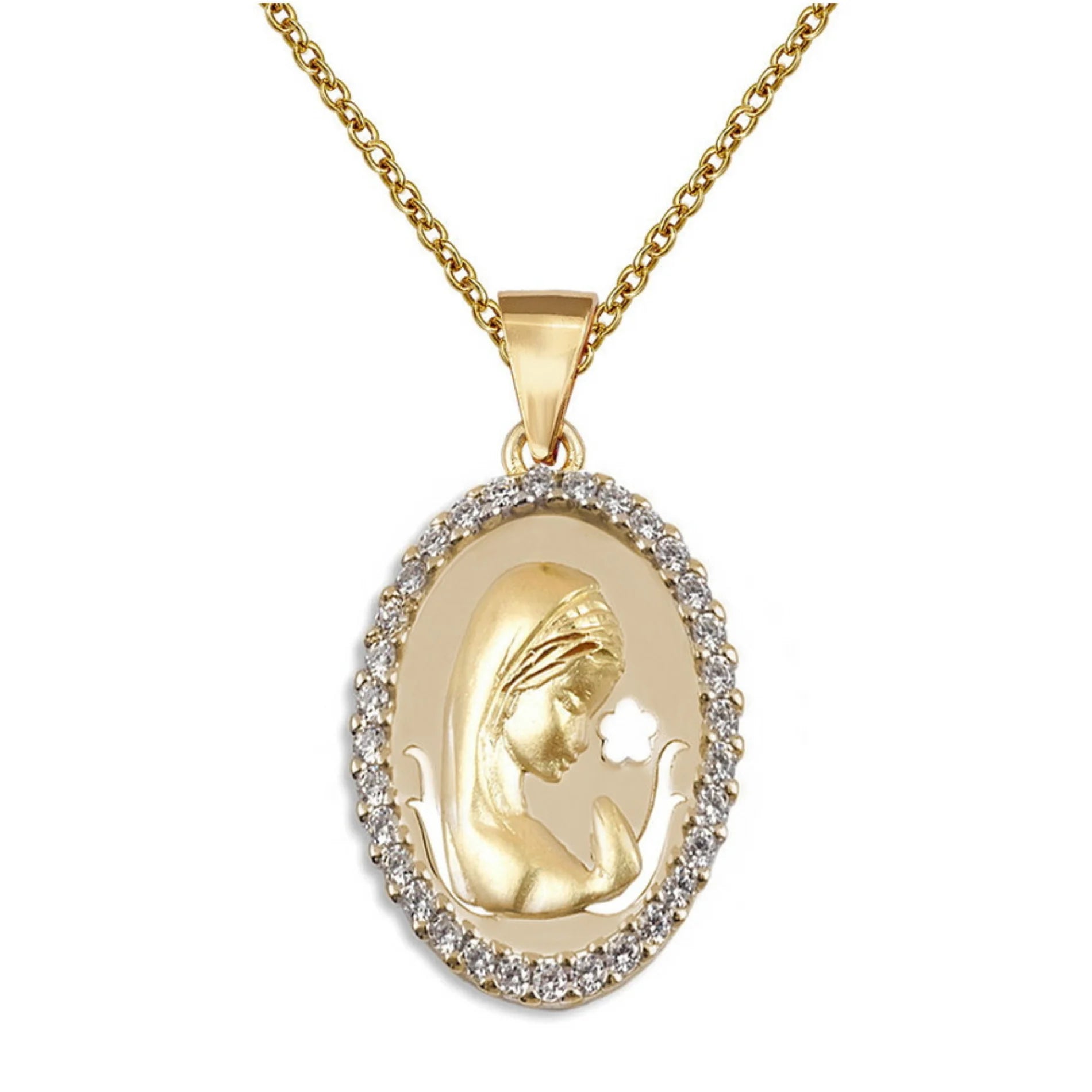 Gargantilla para Niña Comunión Virgen Plata Chapada en Oro con Circonitas