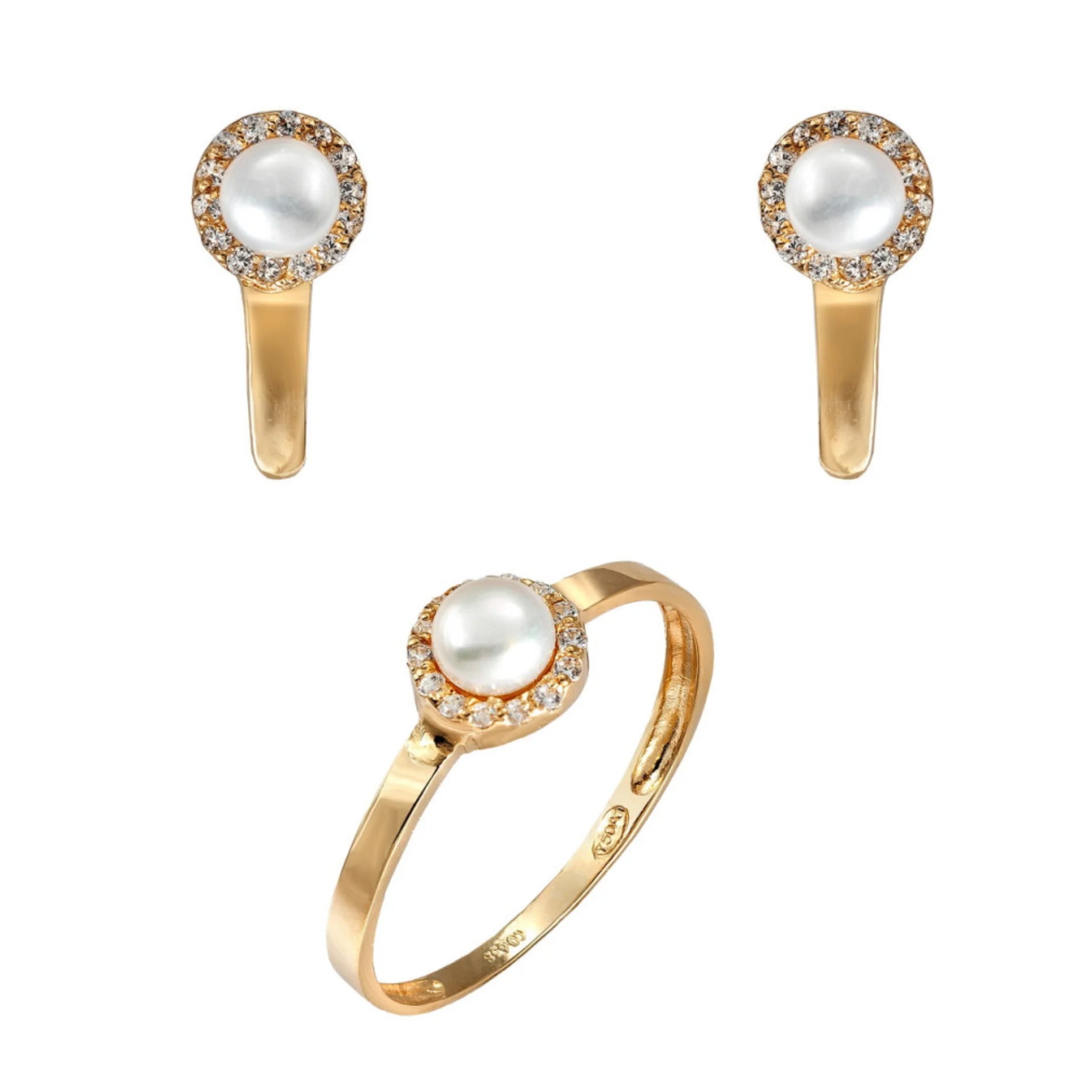 Juego de Comunión para Niña Oro Amarillo 18K y Perlas Naturales
