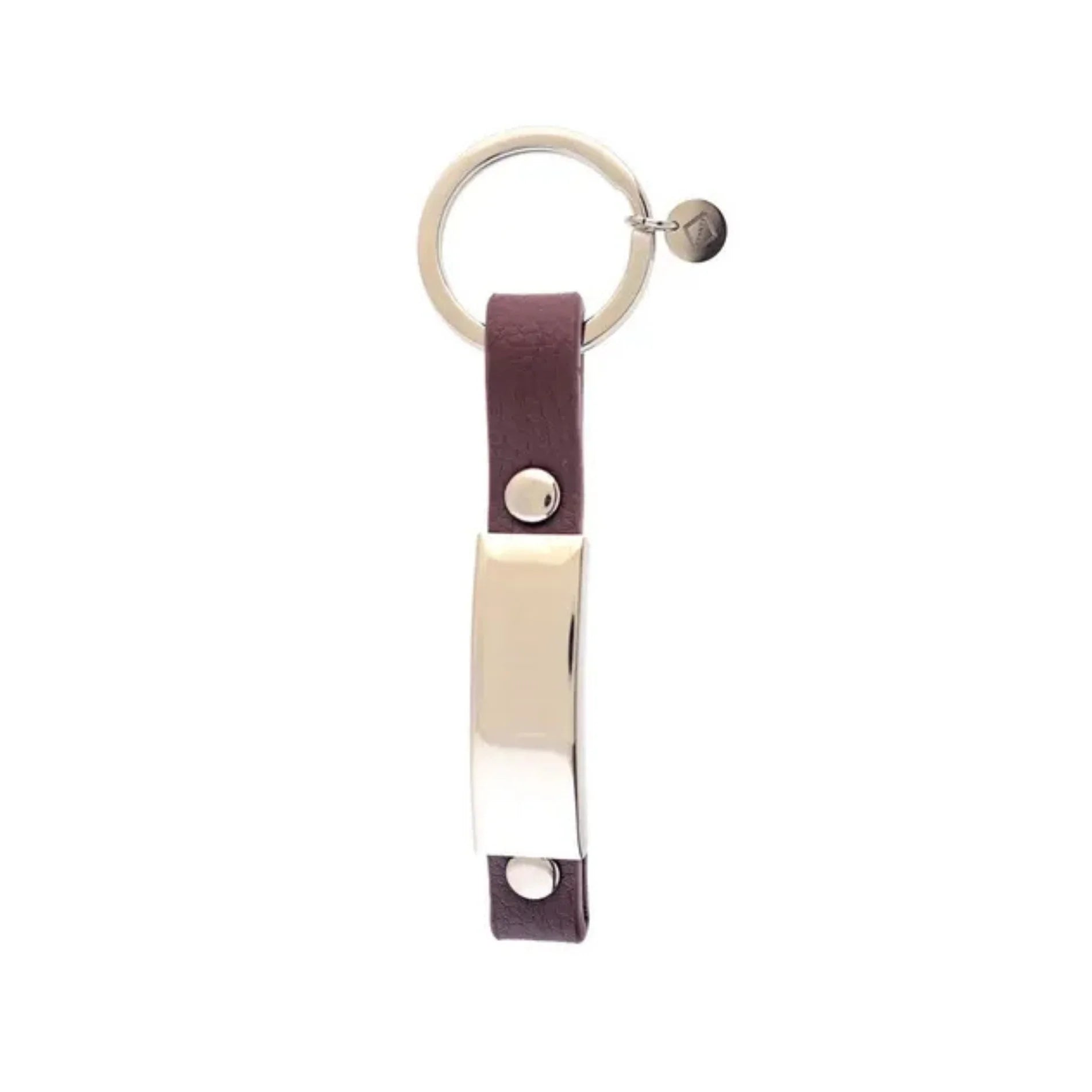 Llavero para Hombre Sovrani AV0135 Cuero Marrón Con Placa de Plata Personalizable