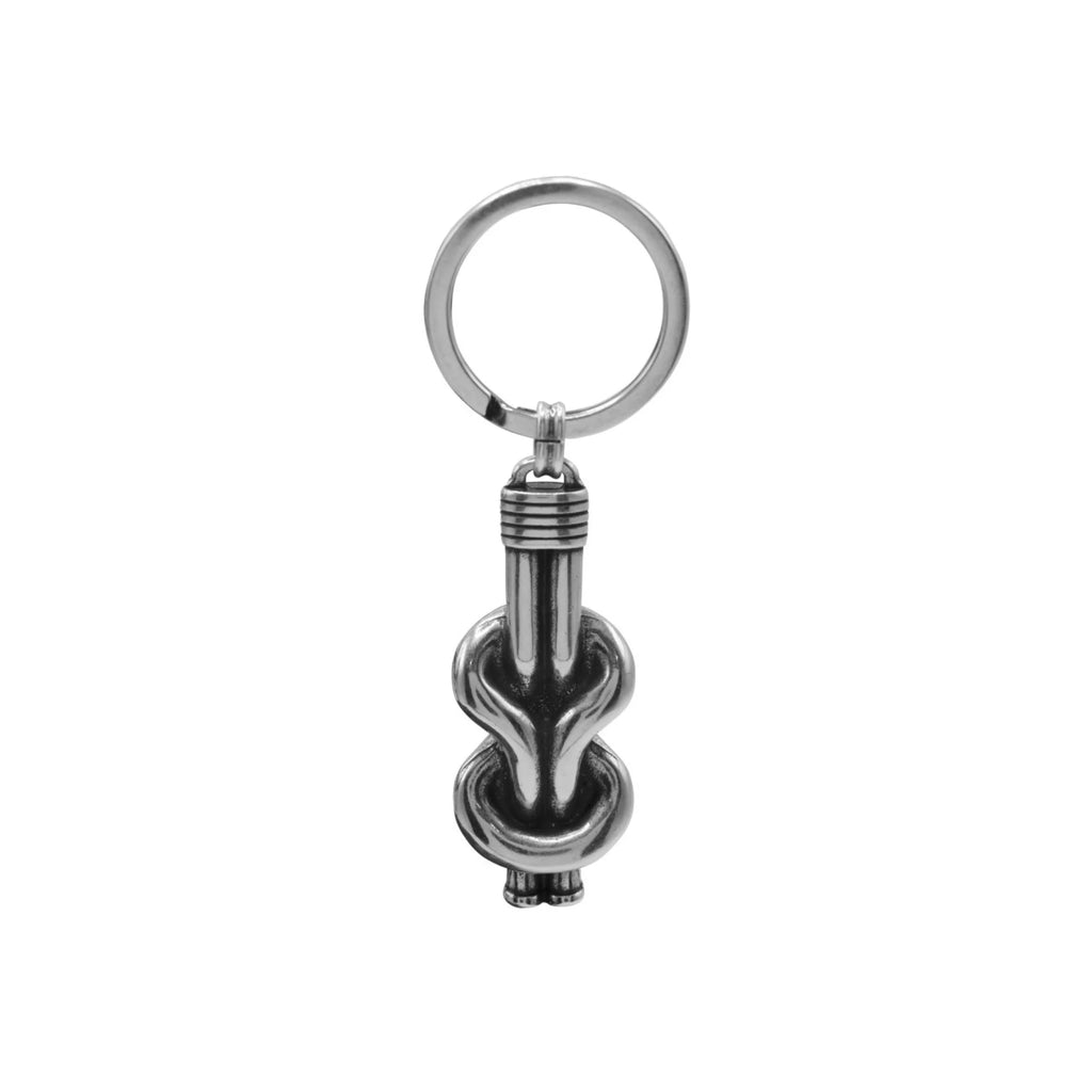 Llavero para hombre Rizo Acero Bañado en Plata
