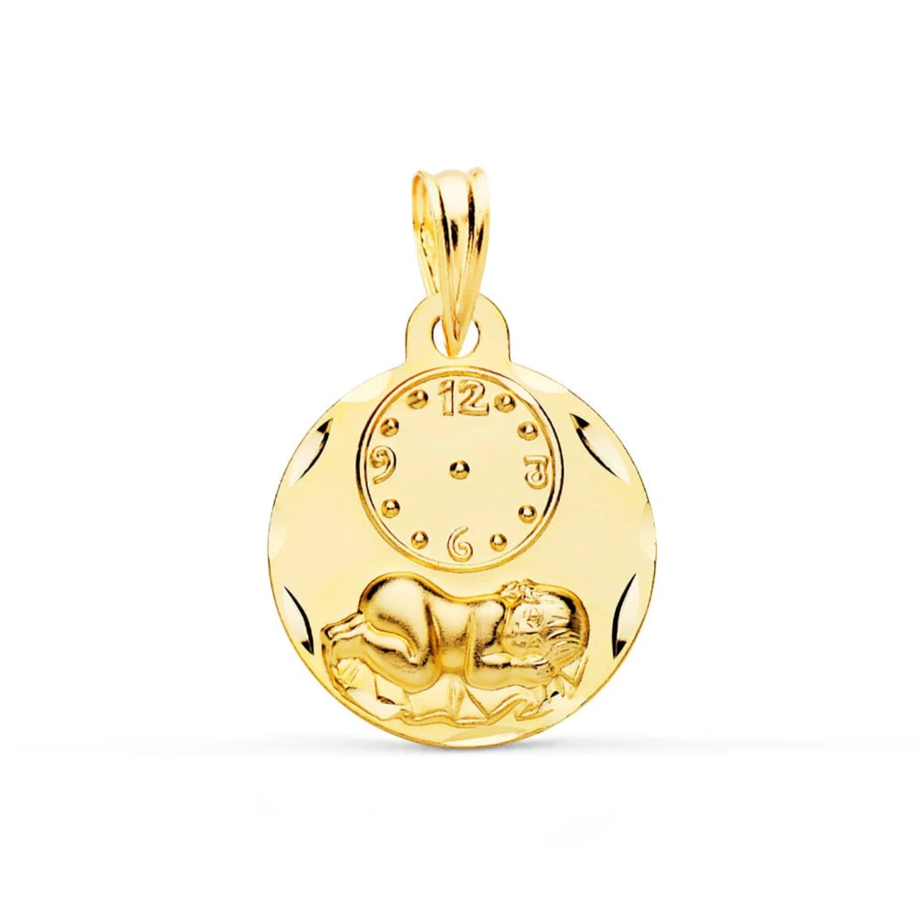 Medalla Infantil Oro 9K Reloj Bautizo