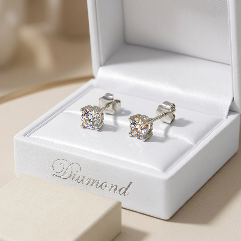 Pendiente para Mujer Dormilones pequeños Plata de Ley con Diamantes LAB Grown