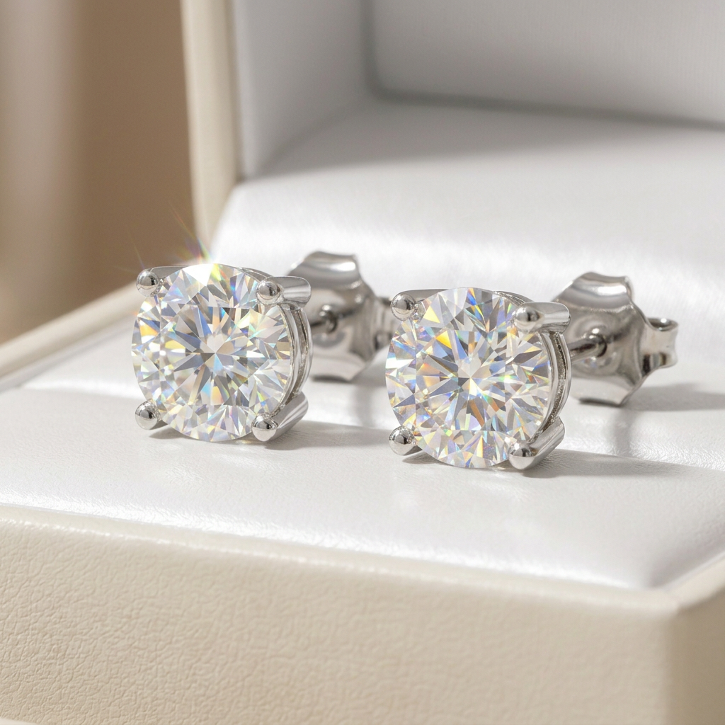 Pendiente para Mujer Dormilones pequeños Plata de Ley con Diamantes LAB Grown
