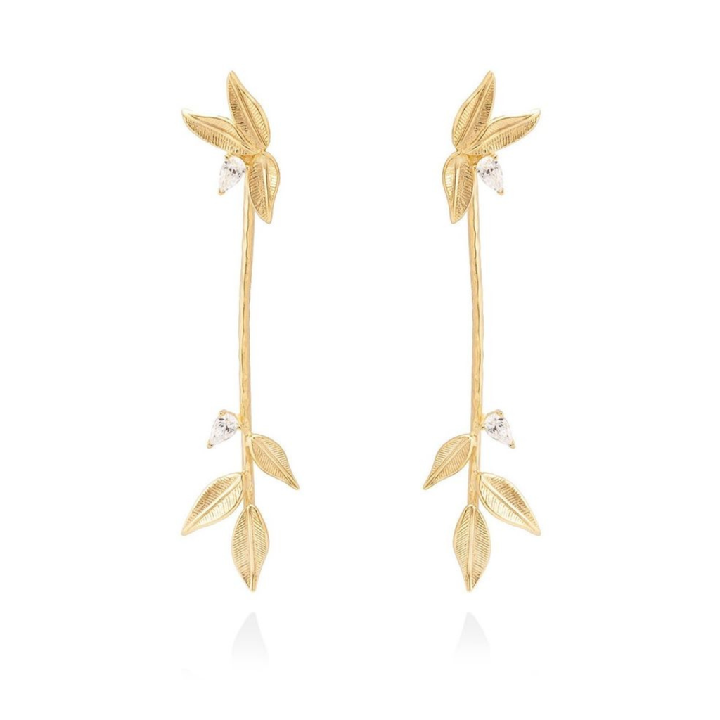Pendientes para Mujer Largos Hiedra Oro 18k Boda Fiesta