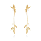 Pendientes para Mujer Largos Hiedra Oro 18k Boda Fiesta
