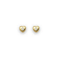 Pendientes Infantiles para Niñas de Oro Amarillo en forma de Corazón con mini Circonita
