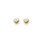 Pendientes Infantiles para Niñas de Oro Amarillo en forma de Corazón con mini Circonita
