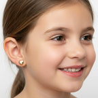 Pendientes Infantiles para Niñas de Oro Amarillo en forma de Corazón con mini Circonita