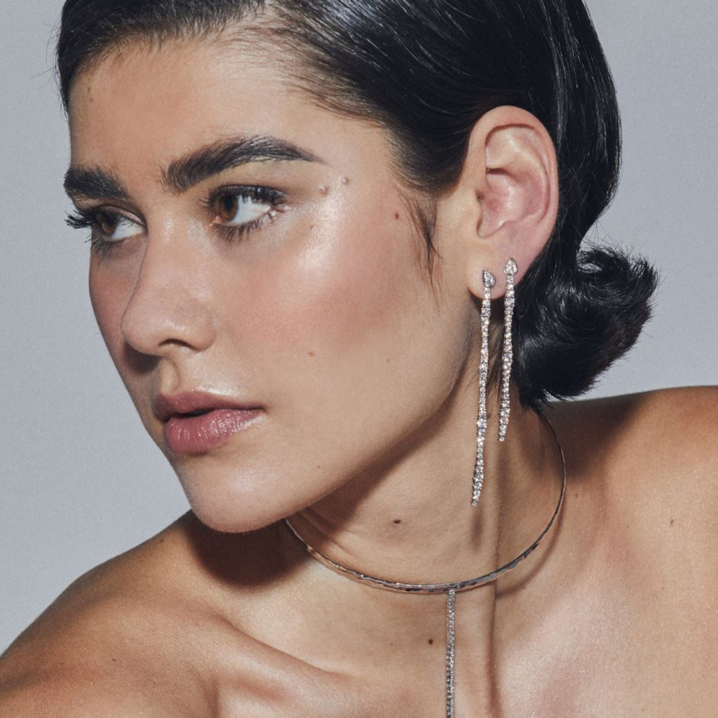 Pendientes para Mujer Largos Riviere Plata de Ley y Circonitas Boda Fiesta