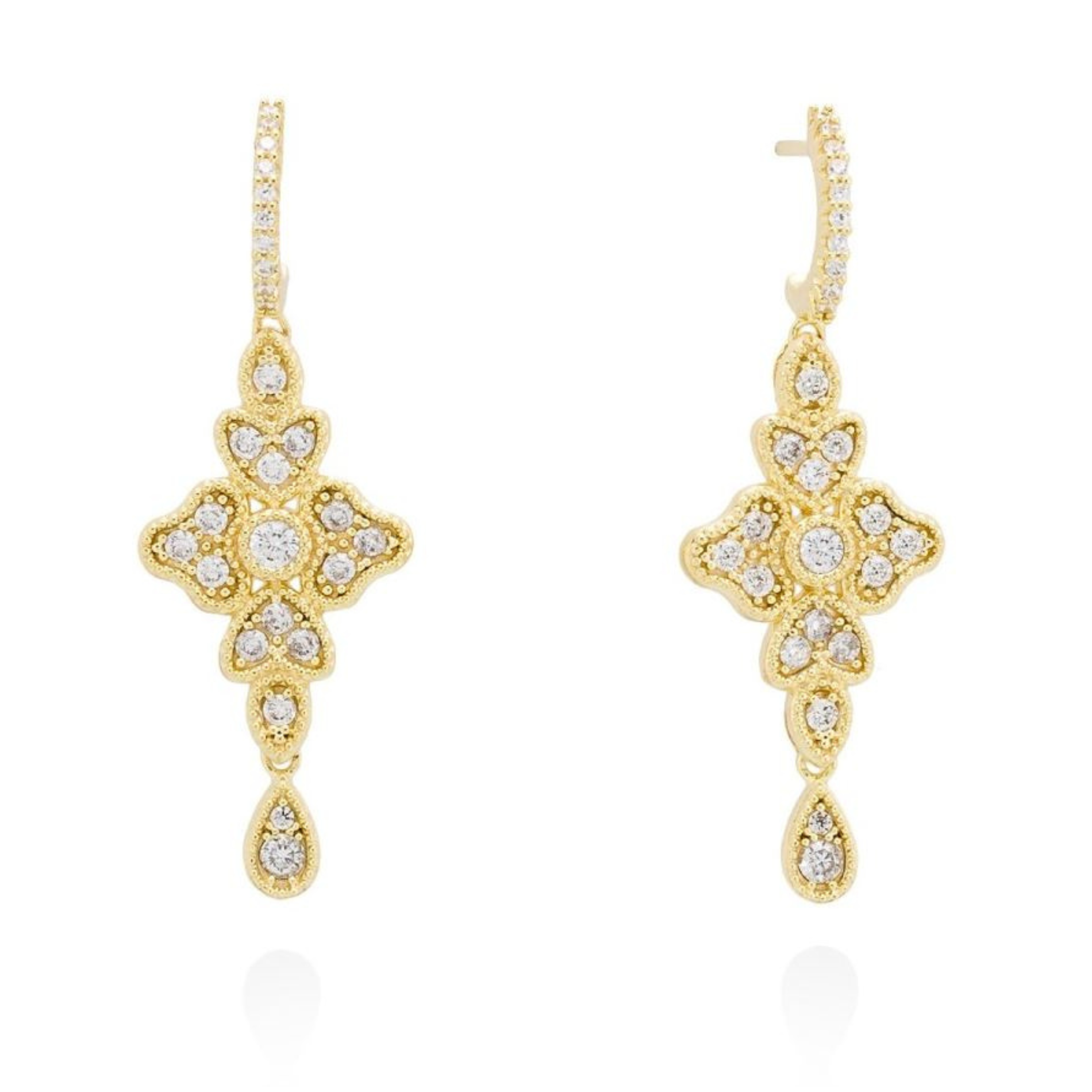 Pendientes para Mujer Largos de Plata Bañado en Oro 18K Vintage Boda Fiesta