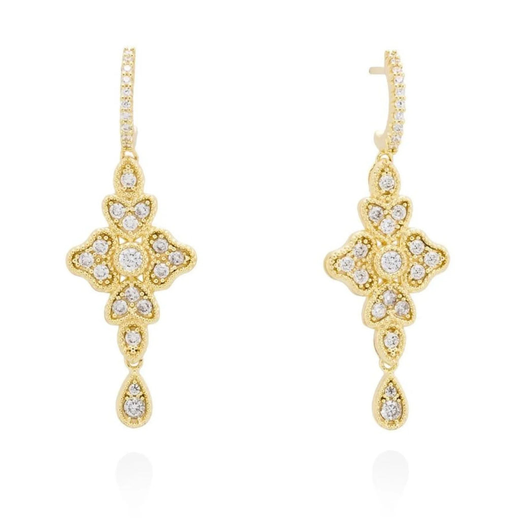 Pendientes para Mujer Largos de Plata Bañado en Oro 18K Vintage Boda Fiesta