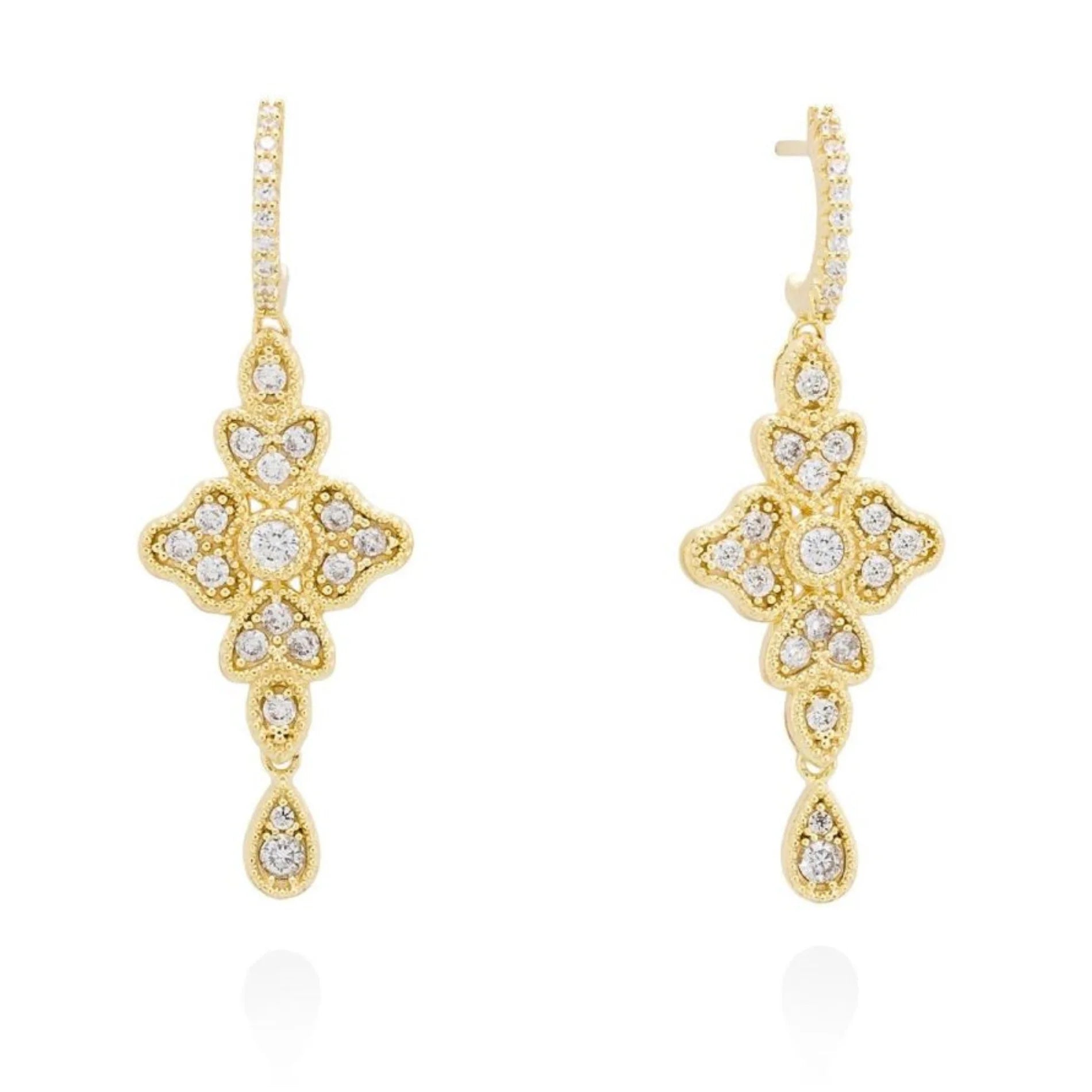 Pendientes para Mujer Largos de Plata Bañado en Oro 18K Vintage Boda Fiesta
