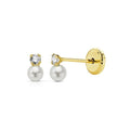 Pendientes bebé con Perla y Circonita en Oro de 9Ktes
