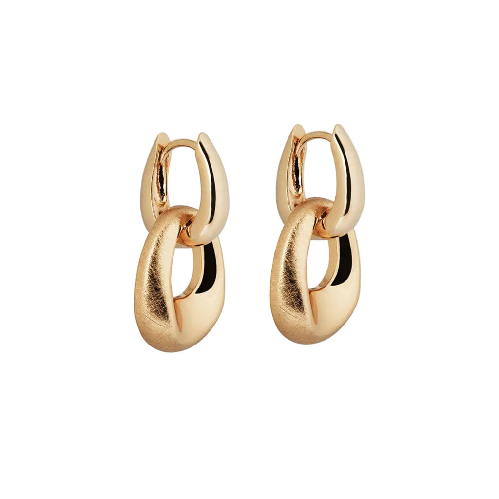 Pendientes para Mujer Aro Entrelazados Dual Oro 18K