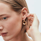 Pendientes para Mujer Aro Entrelazados Dual Oro 18K