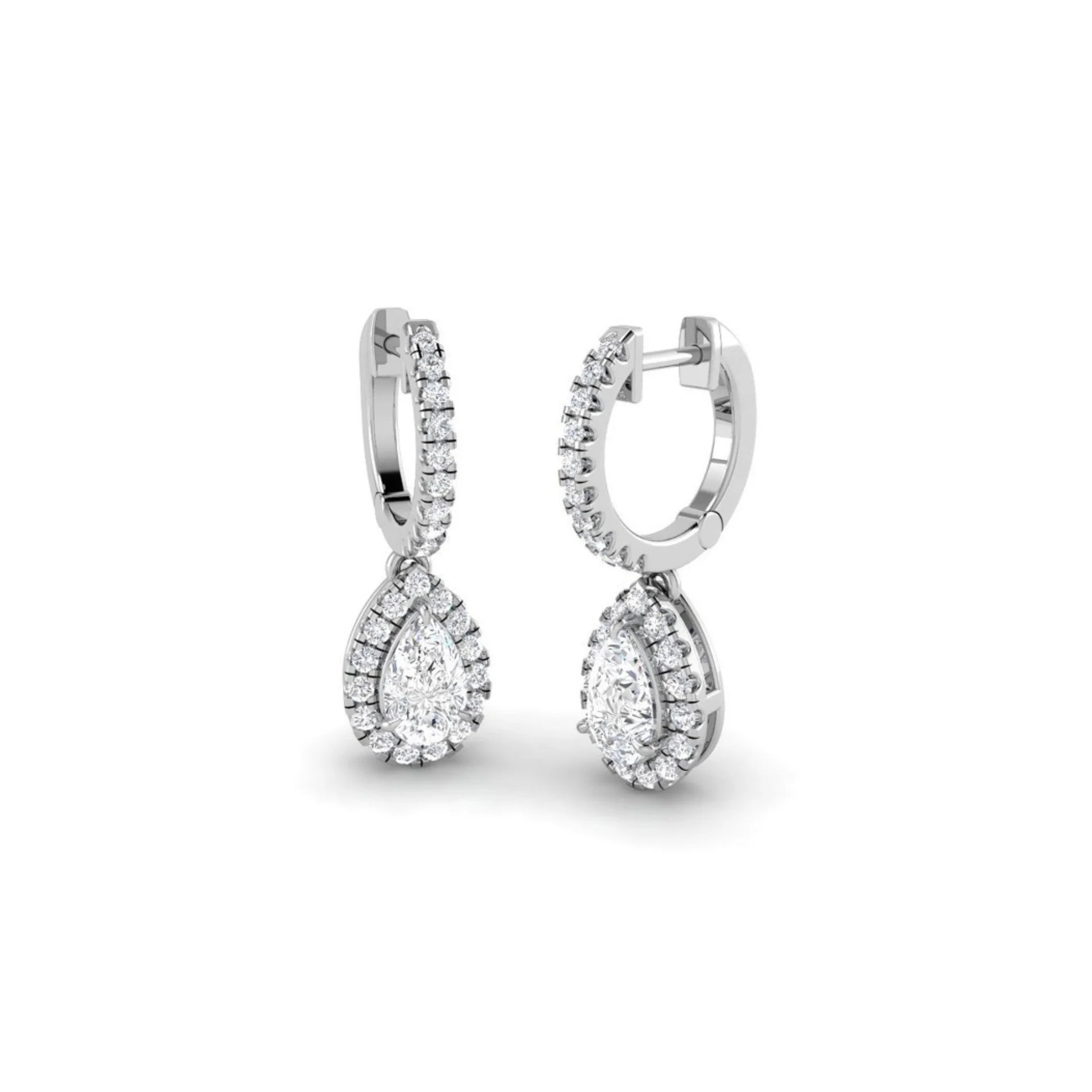 Pendientes para Mujer Aros de Plata de Ley Rodiada Diamantes Lab-grown 1,47 ct