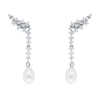 Pendientes para Mujer ELLA de Plata con Perla y Circonitas Marina Garcia Fiesta Boda