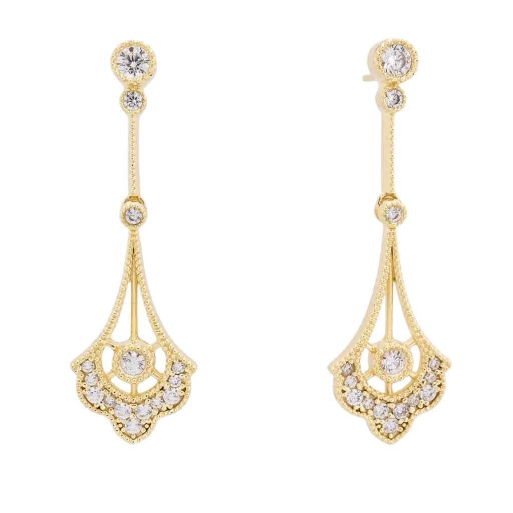 Pendientes para Mujer Largos Isabelinos de Plata Bañado en Oro 18K Boda Fiesta