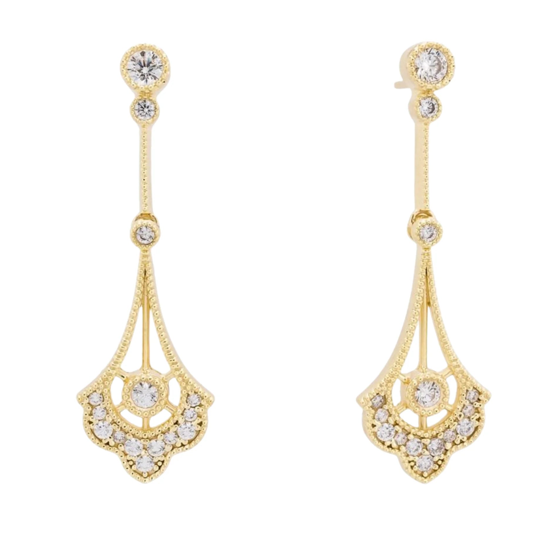Pendientes para Mujer Largos Isabelinos de Plata Bañado en Oro 18K Boda Fiesta