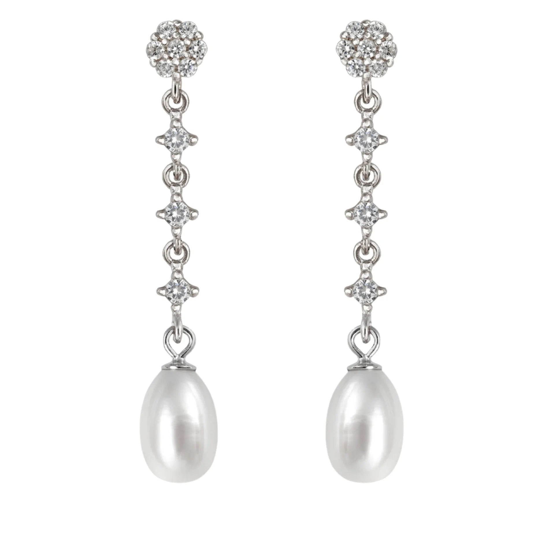 Pendientes para Mujer Plata FIESTA Perlas Boda