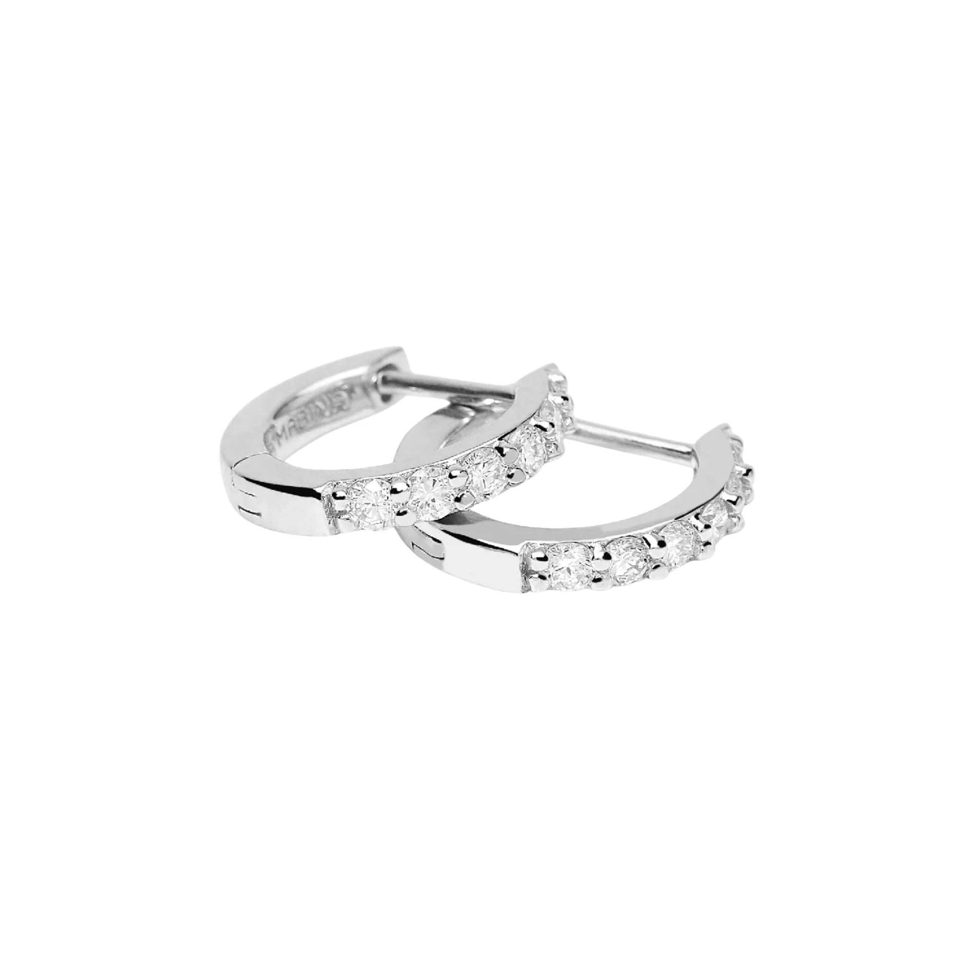 Pendientes para Mujer de Aro Solitaire en Plata Rodiada Diamantes Lab-grown 0,025 ct Mabina