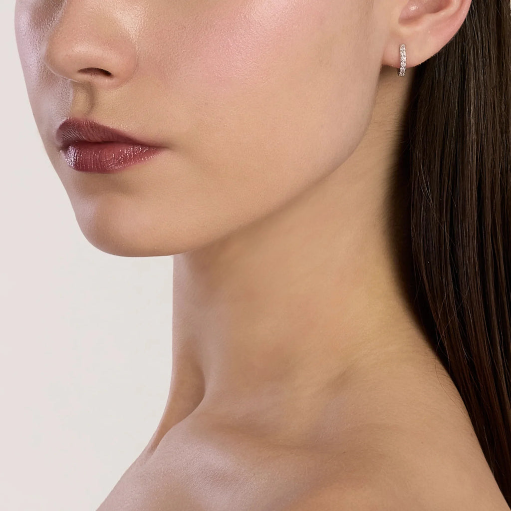 Pendientes para Mujer de Aro Solitaire en Plata Rodiada Diamantes Lab-grown 0,025 ct Mabina