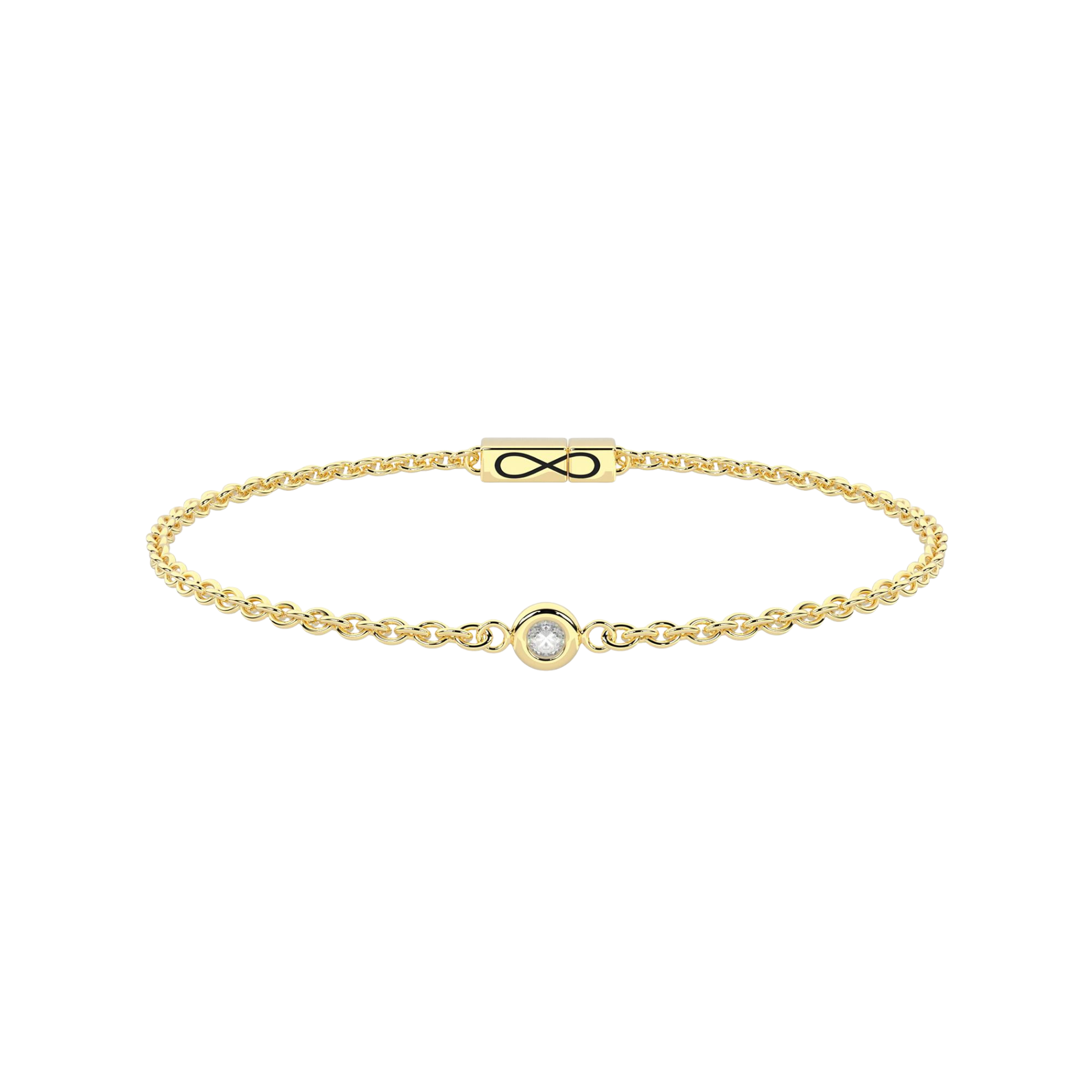 Pulsera Infinity Acero Dorado con Diamante Lab-Grown 2,7 mm