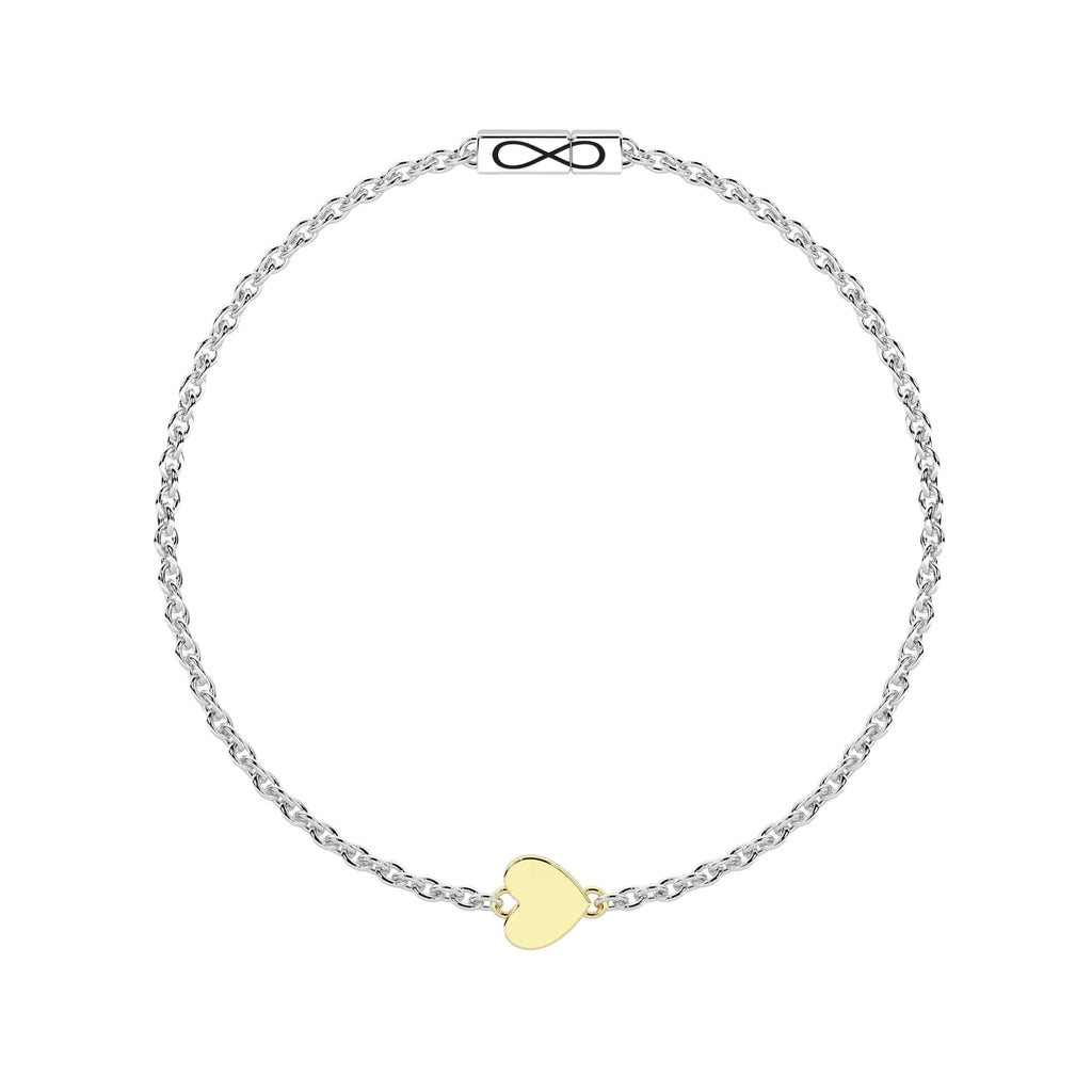 Pulsera Infinity Acero con Charm Corazón Oro 9K