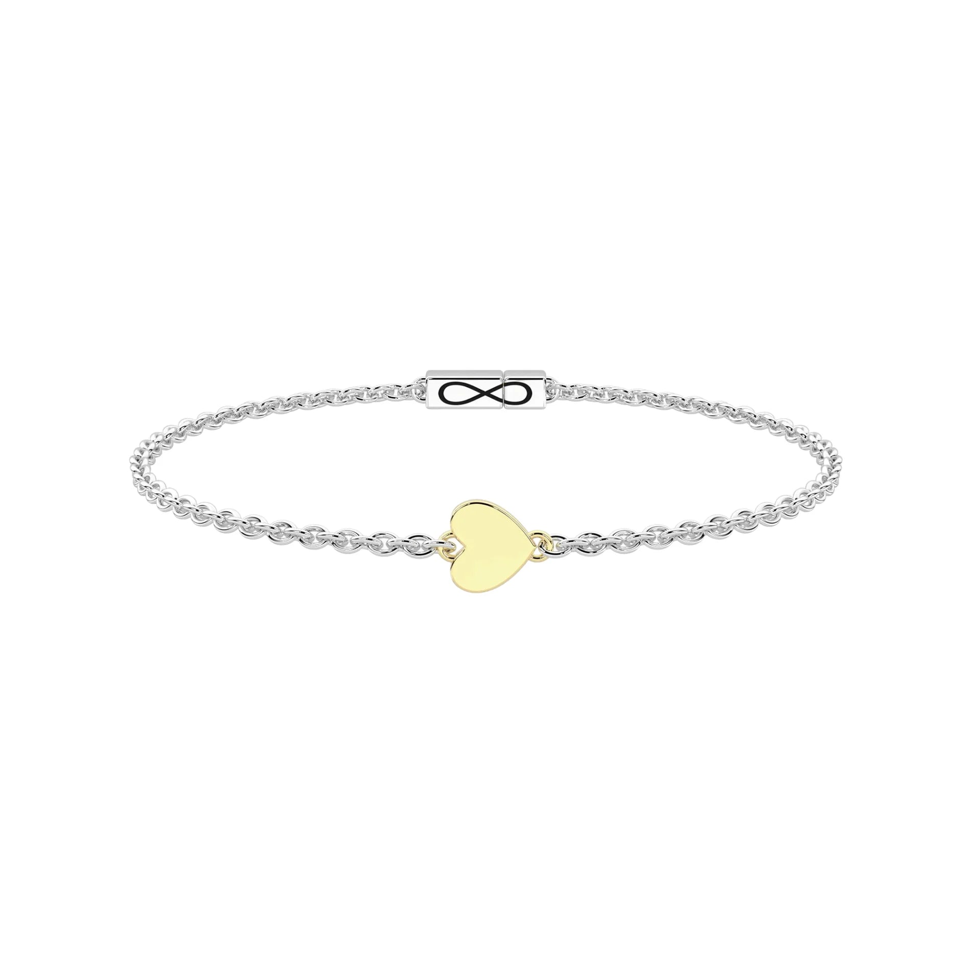 Pulsera Infinity Acero con Charm Corazón Oro 9K