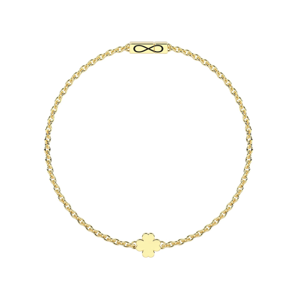 Pulsera Infinity con Trébol de la Suerte Acero Dorado