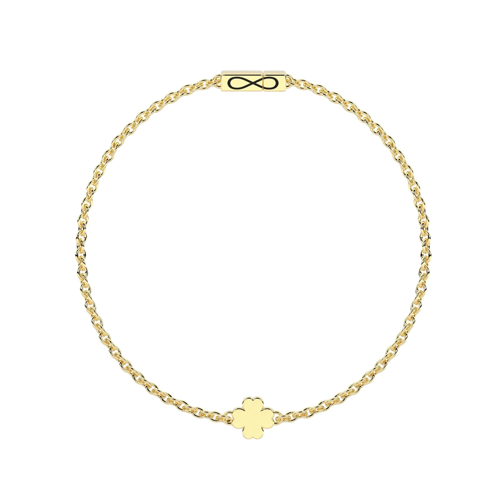 Pulsera Infinity con Trébol de la Suerte Acero Dorado