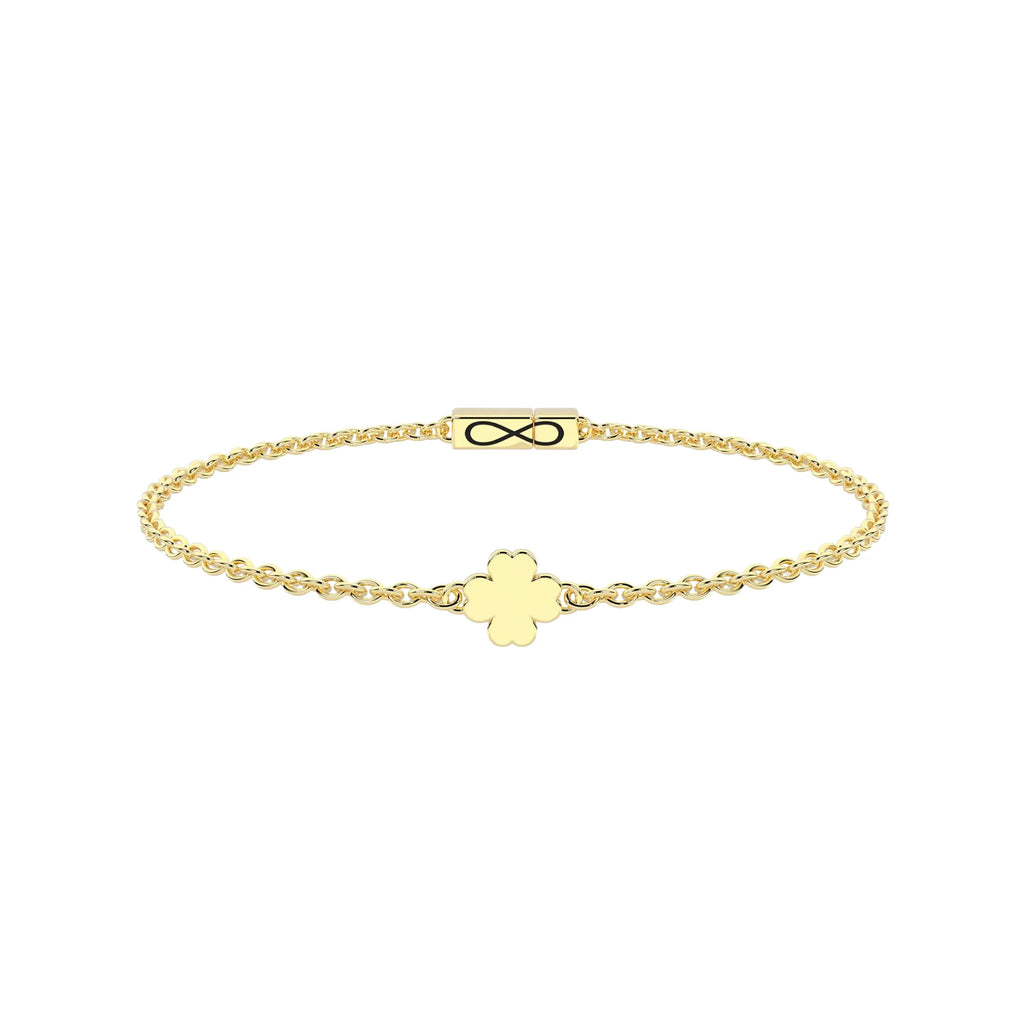Pulsera Infinity con Trébol de la Suerte Acero Dorado