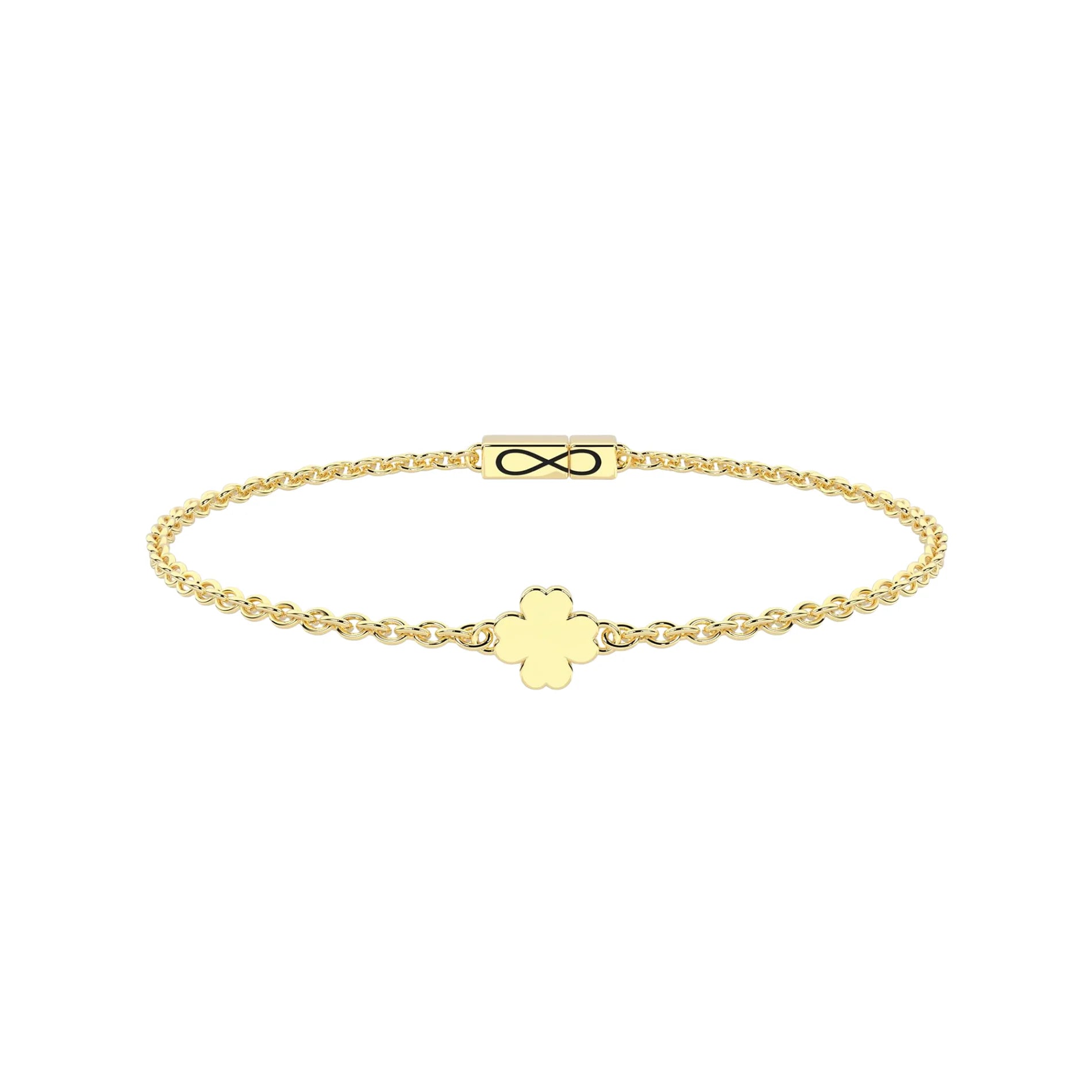 Pulsera Infinity con Trébol de la Suerte Acero Dorado