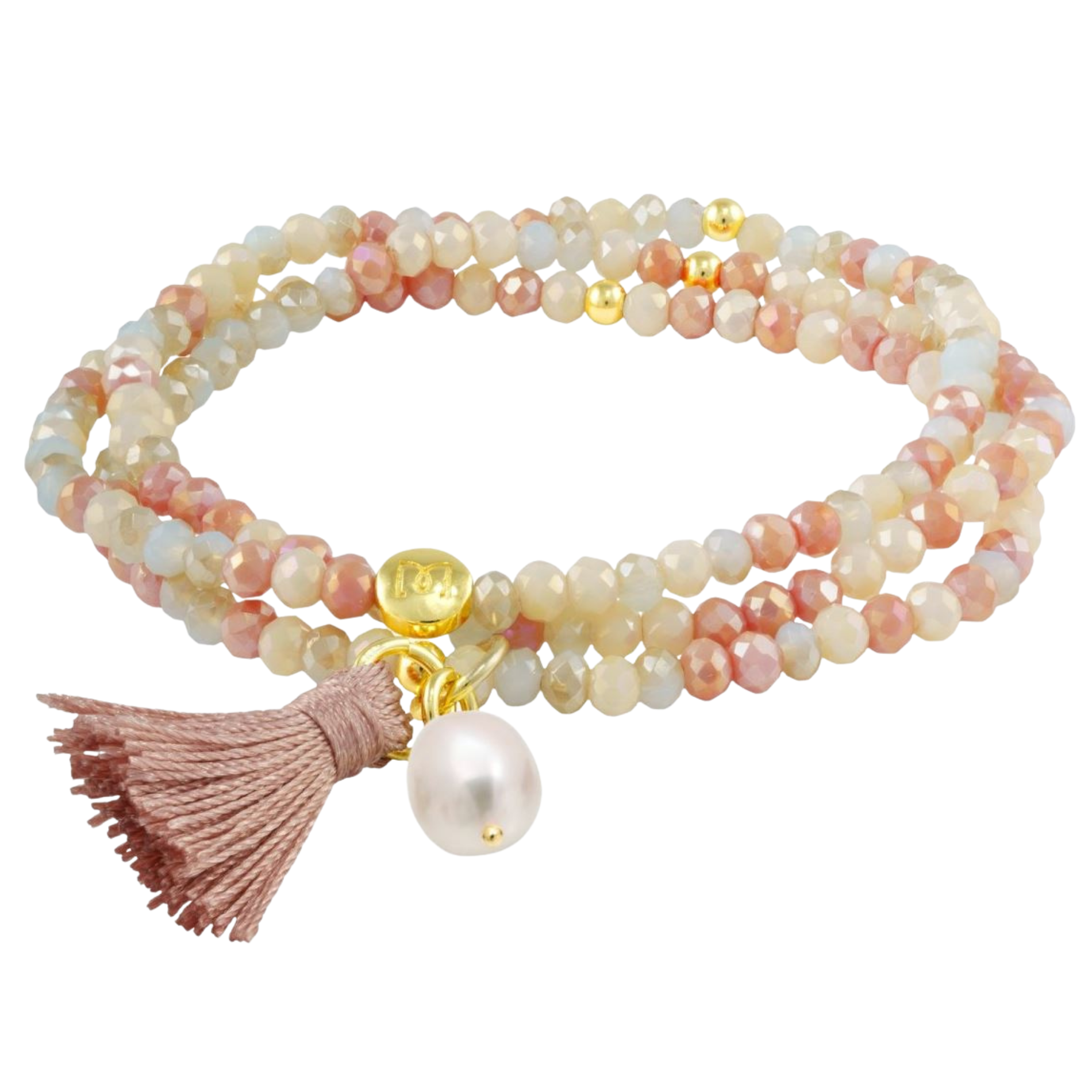 Pulsera para Mujer Make Up Plata Bañada en Oro 18K y Cristal Strass con Charm Perla