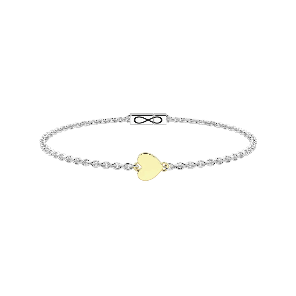 Pulsera Unisex Infinity Corazón Oro 9K y Acero