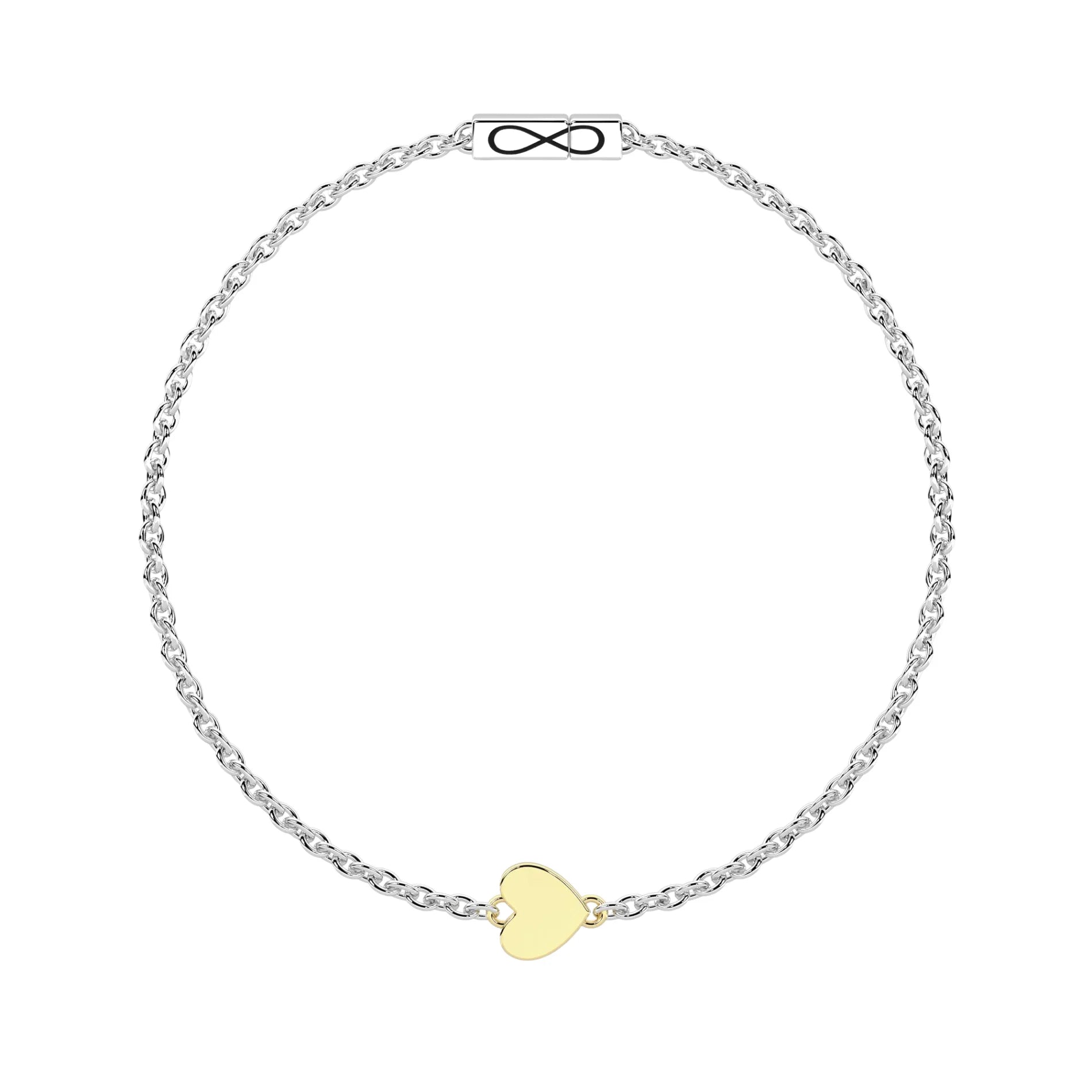 Pulsera Unisex Infinity Corazón Oro 9K y Acero