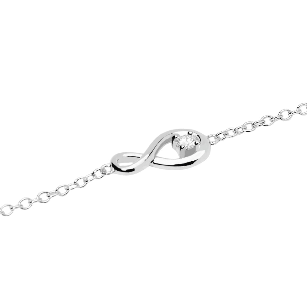 Pulsera con símbolo de infinito y diamante cultivado en laboratorio de 0,06 quilates