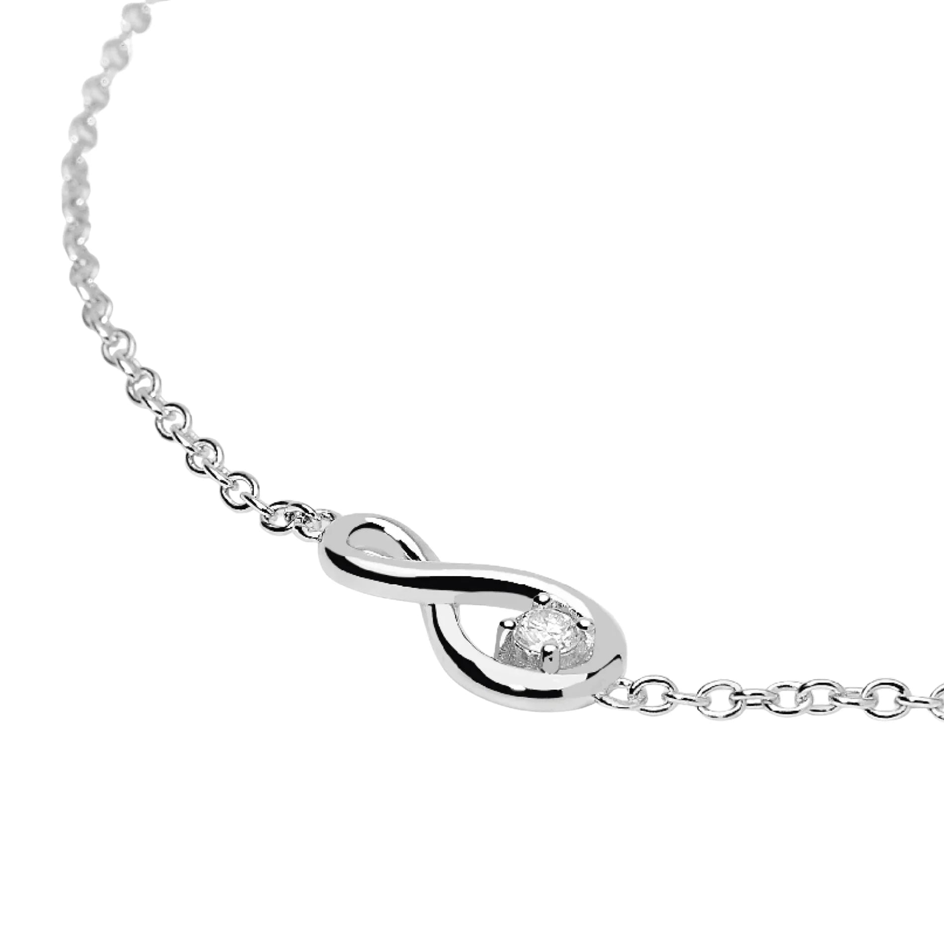 Pulsera con símbolo de infinito y diamante cultivado en laboratorio de 0,06 quilates