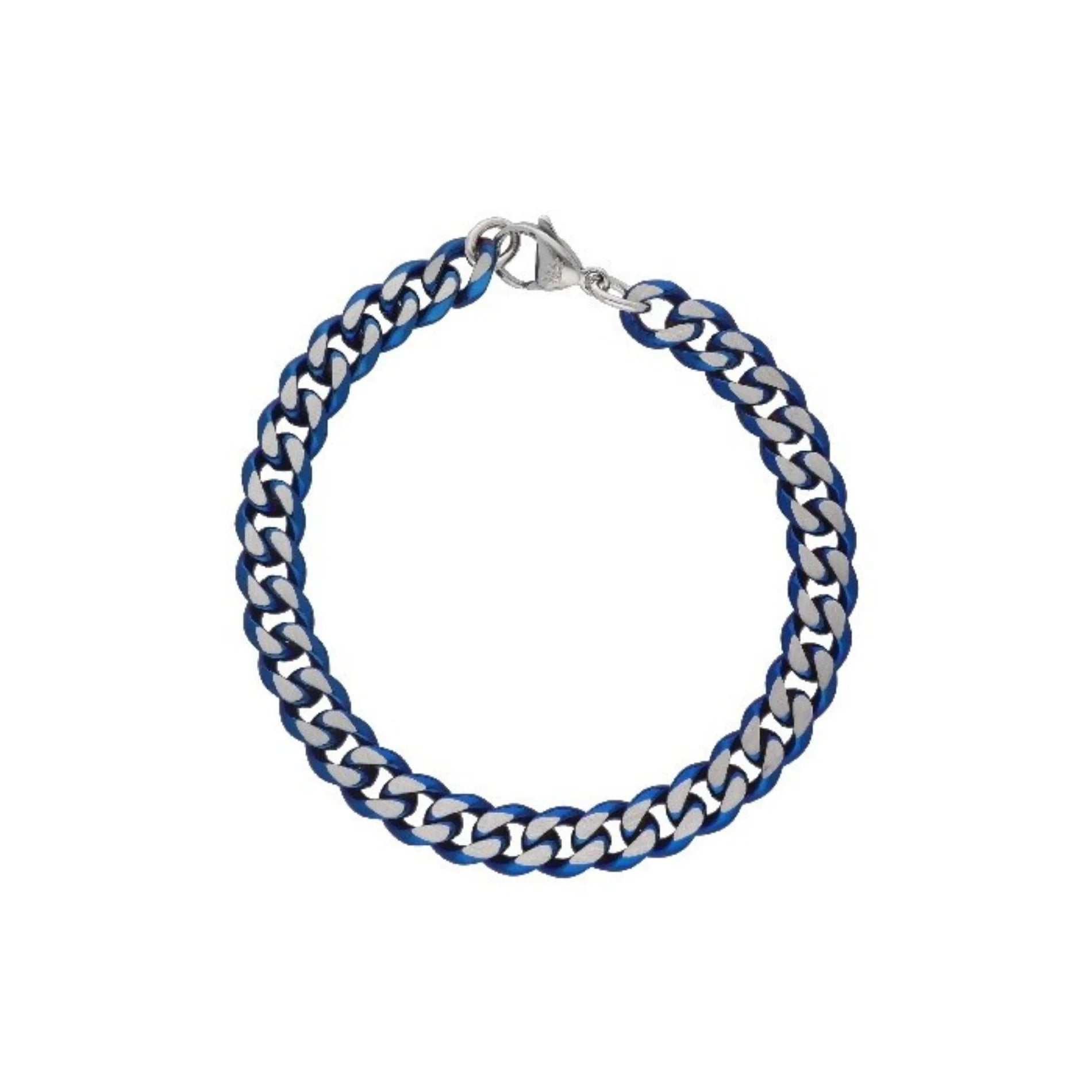 Pulsera de Acero para Hombre Bicolor Plateado y Azul LISKA